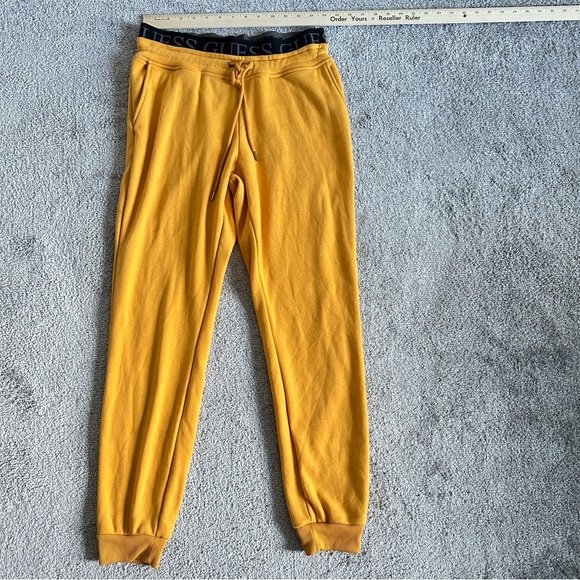 Guess Yellow Fleece Jogger Sweatpants – Size S, Elastic Waistband - Picture 5 of 9
